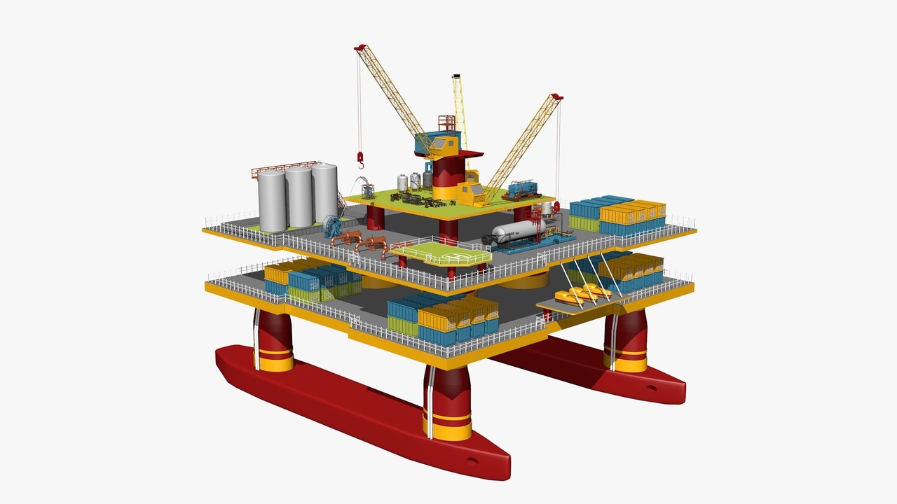 Oil Rig Project Model Detailed Offshore Oil Rig Platform 3D Model | Fab