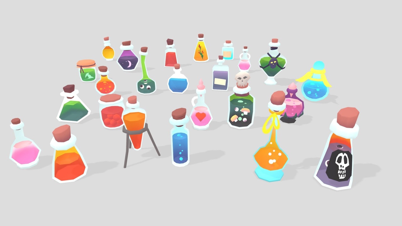 Media 1 for listing Stylized Low Poly Potions Pack 01