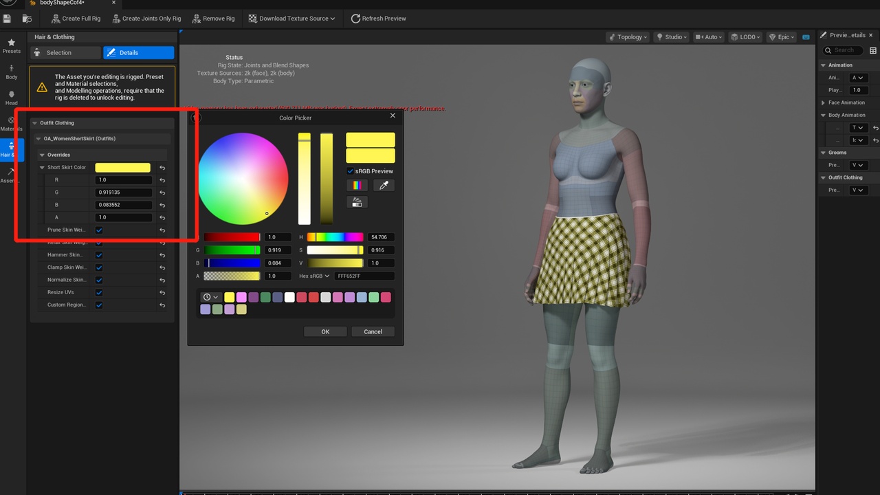 Media 1 for listing Women Short Skirt - Parametric Clothes - Metahuman Suit