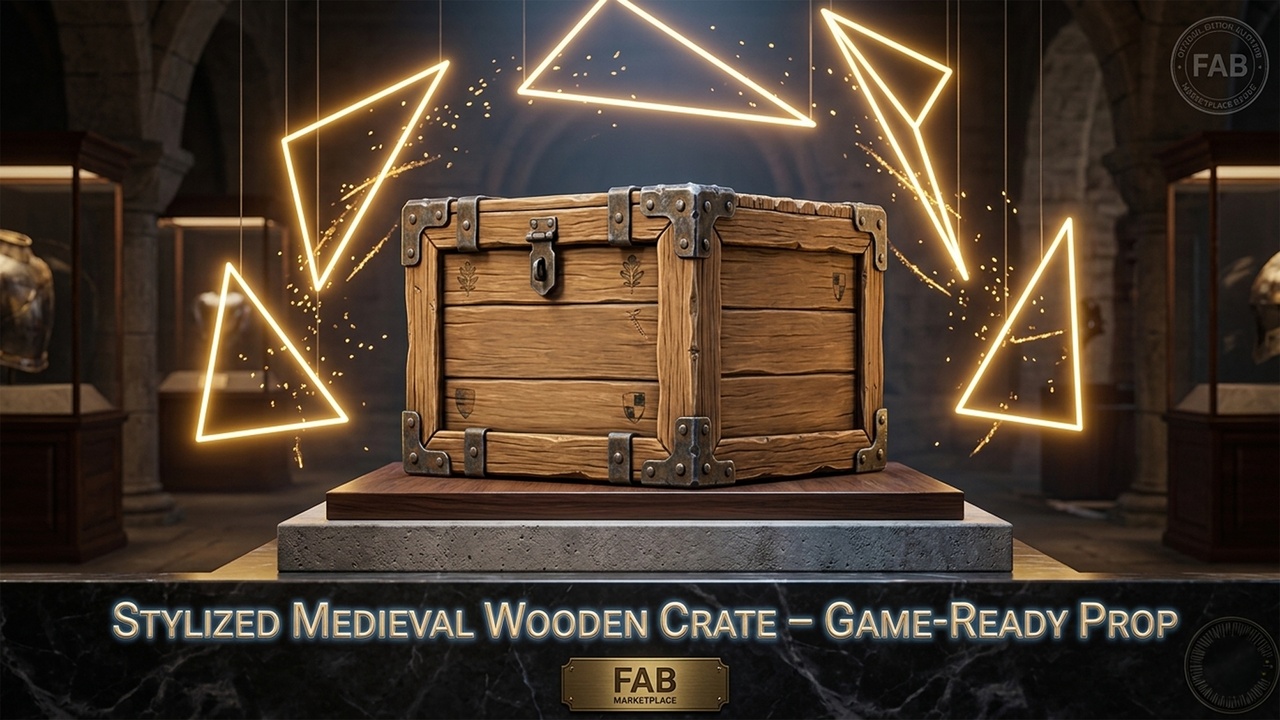Media 1 for listing Stylized Medieval Wooden Crate – Game-Ready Fantasy Prop (UE5 Optimized)