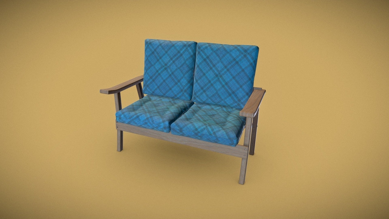 Media 1 for listing Retro Modern Loveseat with Plaid Upholstery
