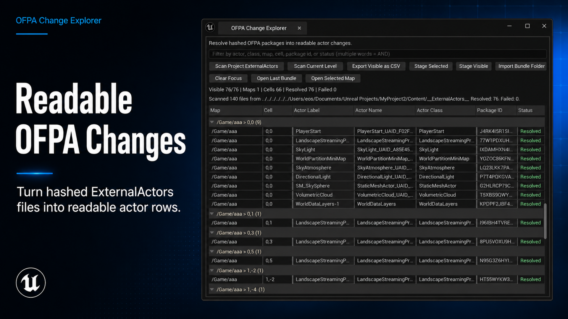 OFPA Change Explorer | Track Actor Changes in World Partition | UE5 | Fab