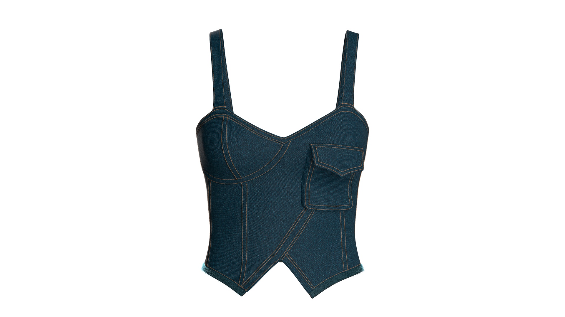 Media 1 for listing Girls Denim High Waist Corset Top | High Poly