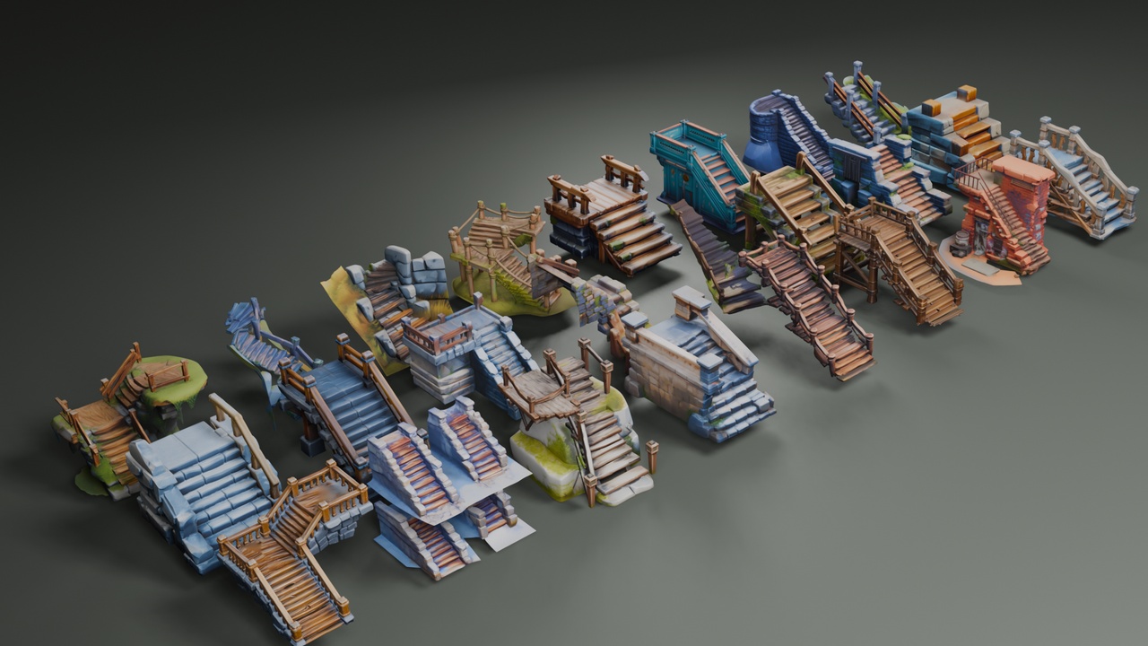 Media 1 for listing Stylized Stairs Set 1