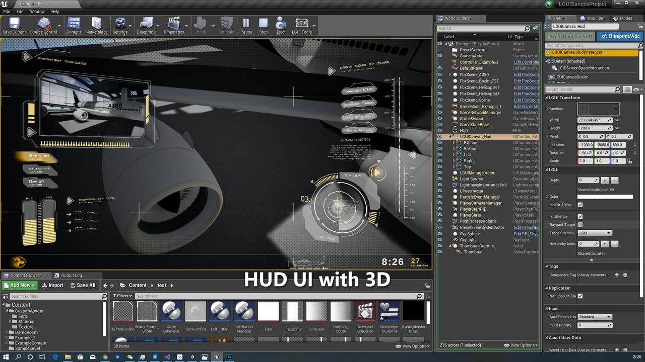 Media 1 for listing LGUI - 3D UI for UnrealEngine