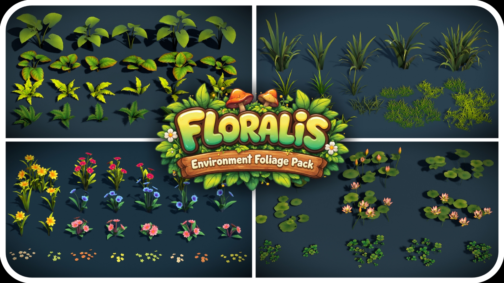 Stylized Nature Environment Foliage Asset Pack – Grass, Flowers ...
