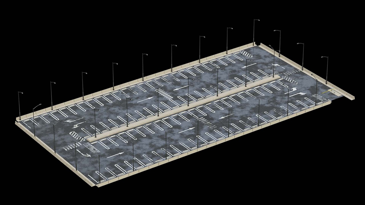 Media 1 for listing Game-Ready Urban Parking Lot | Open Air Car Park with  Street Lights & Road Mark