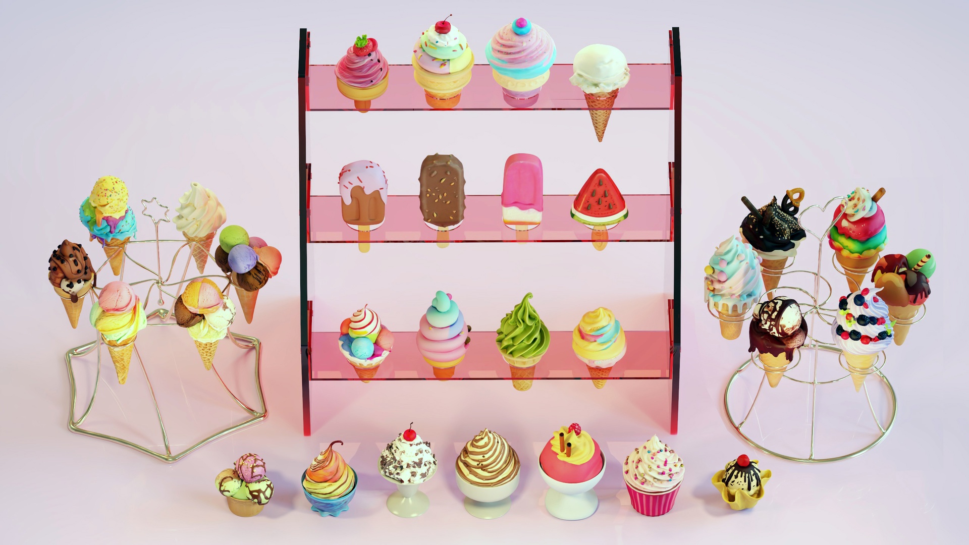 Media 1 for listing Delicious Ice Cream Collection – Colorful 3D Dessert Models (31 Assets)
