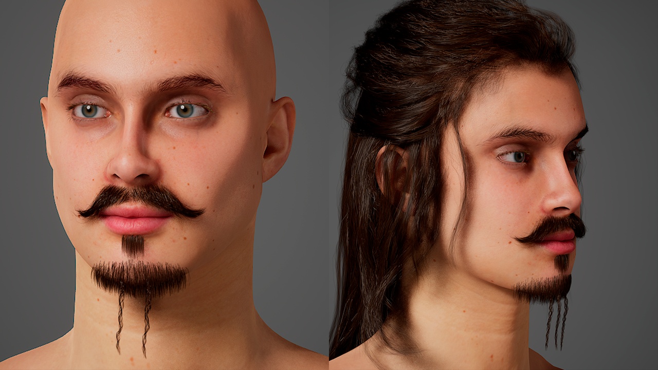 Media 1 for listing Pirate Braided Beard Pack – 2 & 3 Braids – MetaHuman Groom