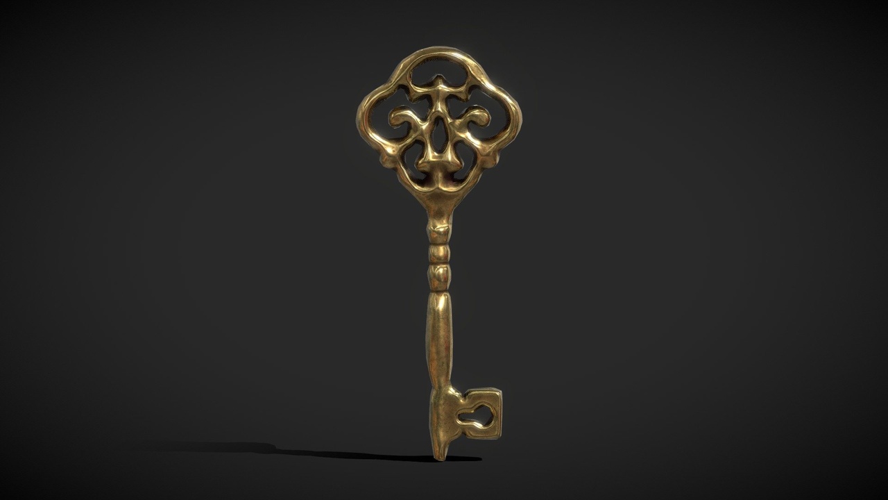 Media 1 for listing Vintage Gold Key 3D Model for Games and Historical Scenes - Low Poly