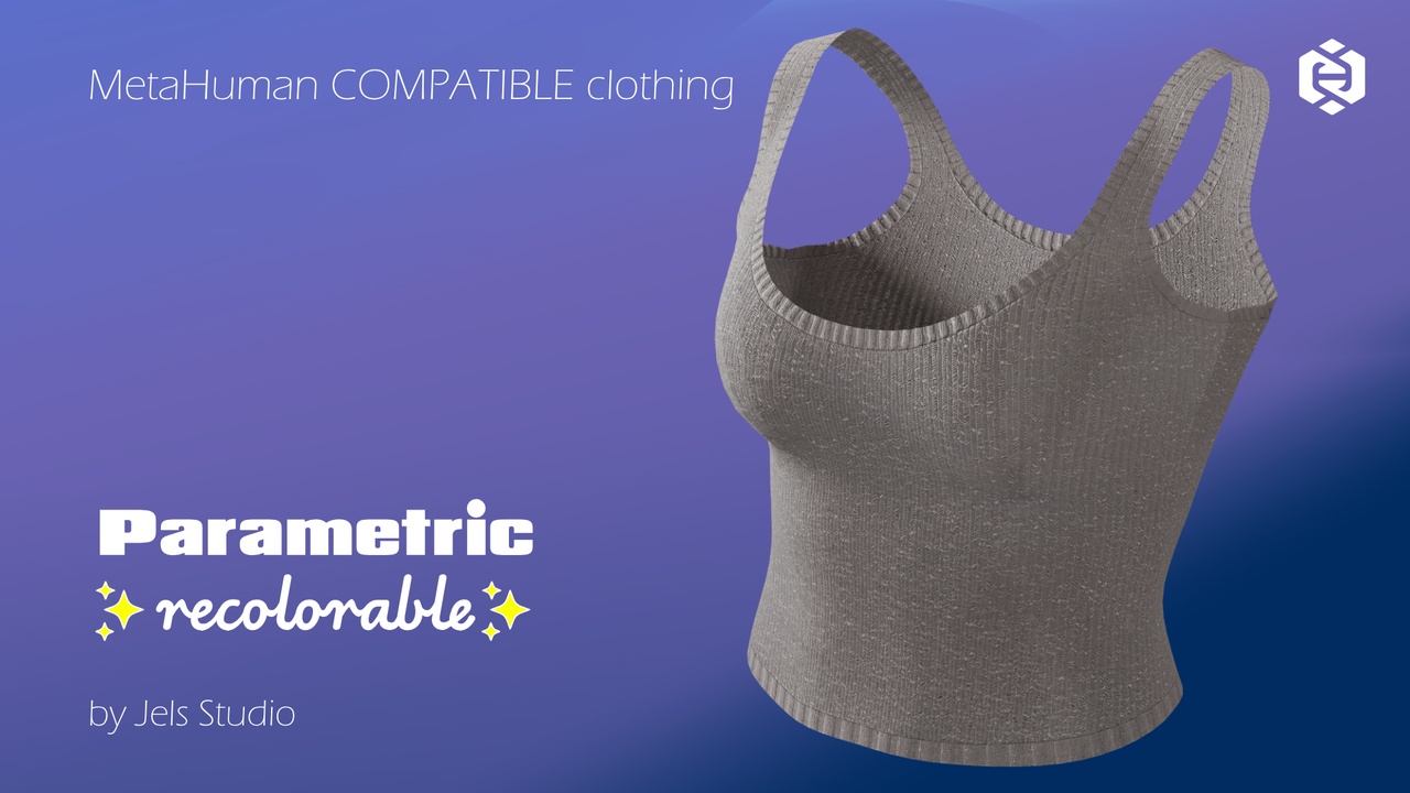 Media 1 for listing Sleeveless knitted top - parametric - recolorable - Metahuman clothing