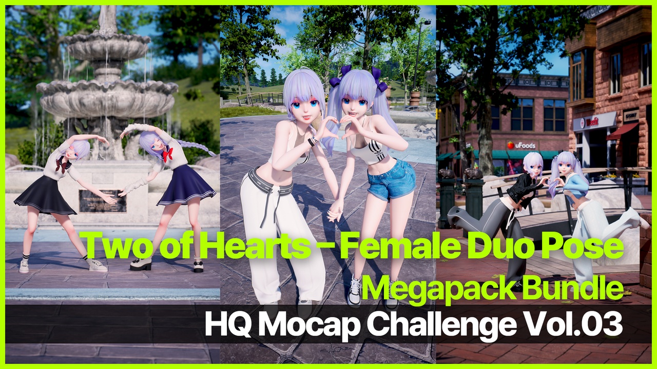 Media 1 for listing " Two of Hearts – Female Duo Pose Bundle " - HQ Mocap Challenge Series Vol.3