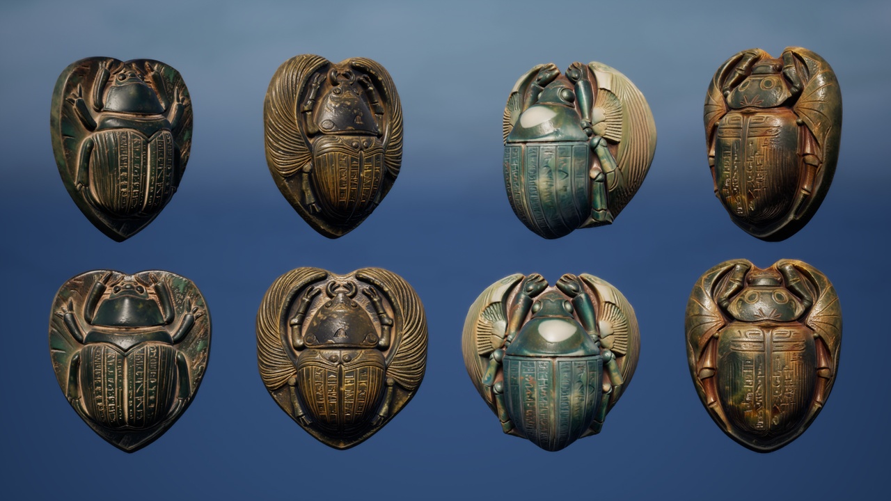 Media 1 for listing Ancient Egyptian Scarab Amulet Pack – 3D Models Collection