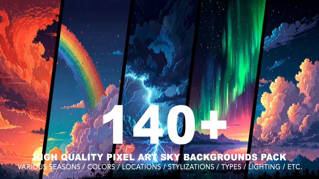 Media 1 for listing 140+ SKY PIXEL ART BACKGROUNDS