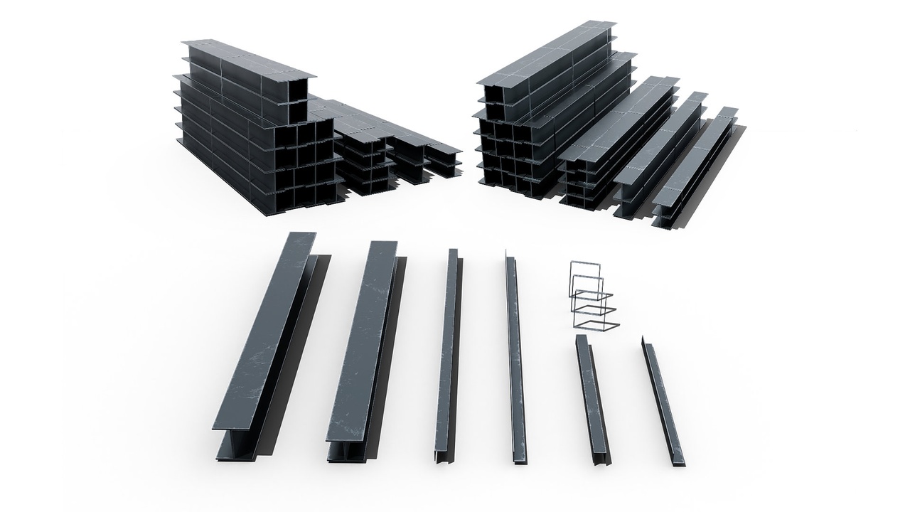 Media 1 for listing Industrail Steel construction beams modular asset kit 3D model