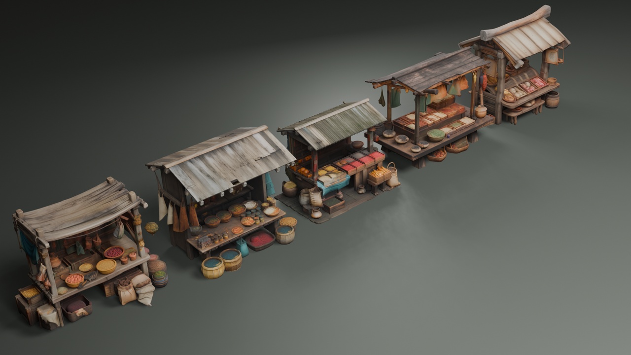 Media 1 for listing Stylized Medieval Market Stalls🏪