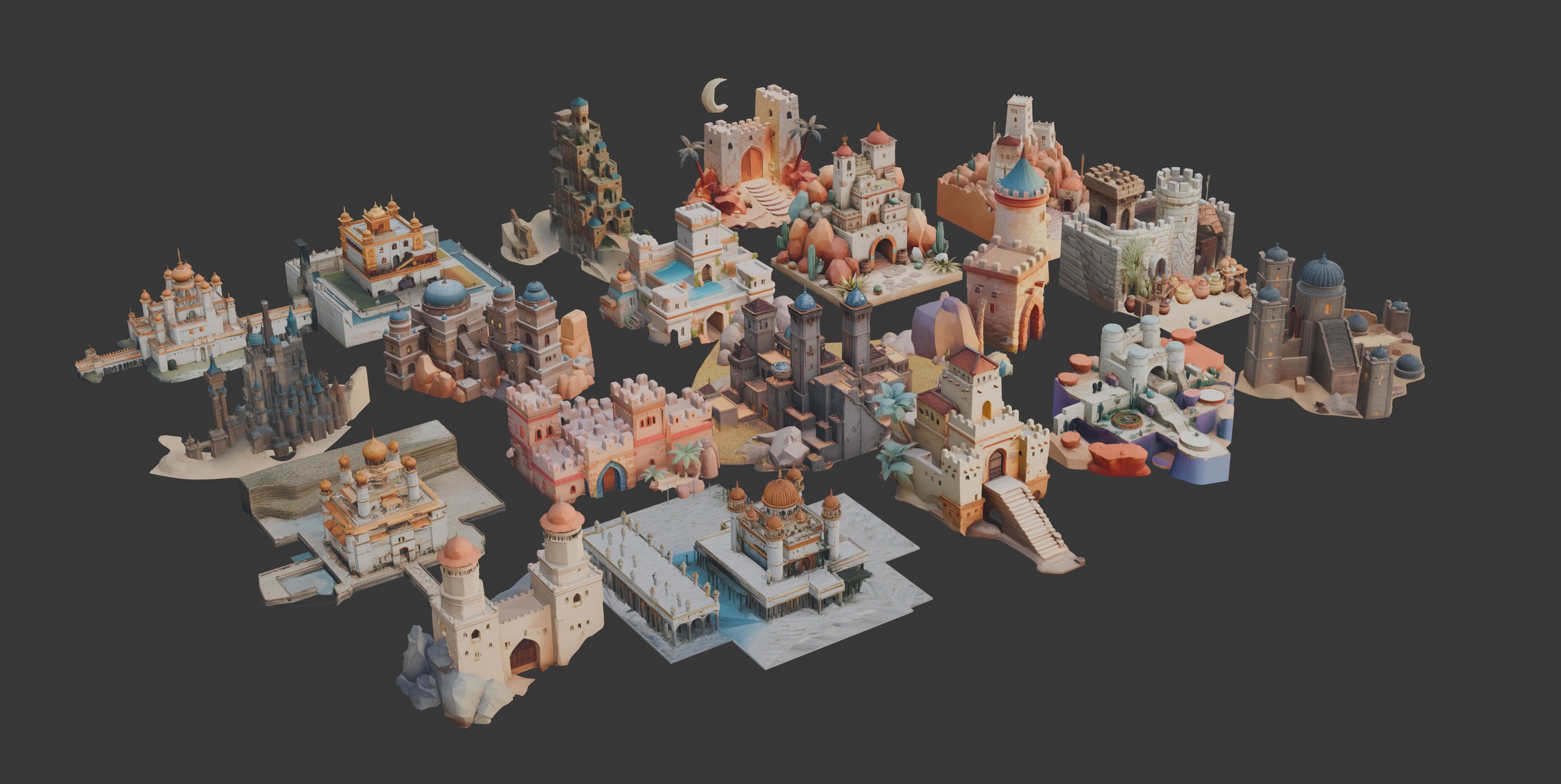 Media 1 for listing Stylized Sandcastles Set 3
