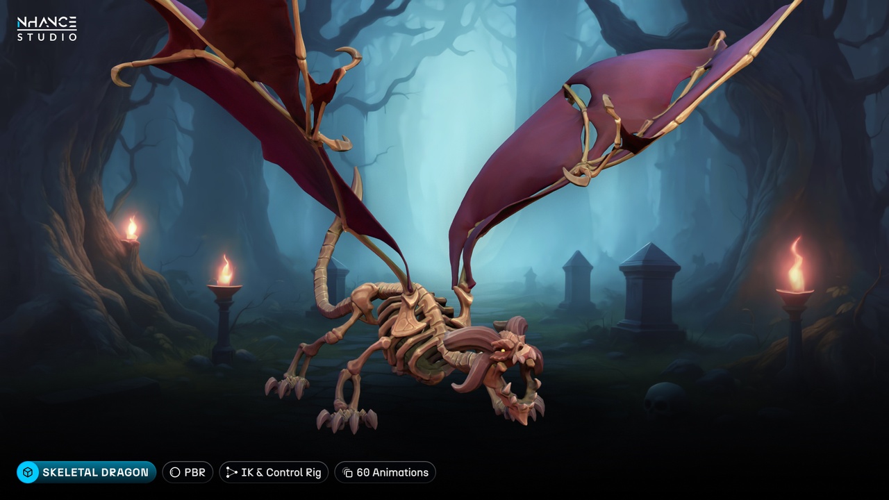 Media 1 for listing Stylized Fantasy Skeletal Dragon