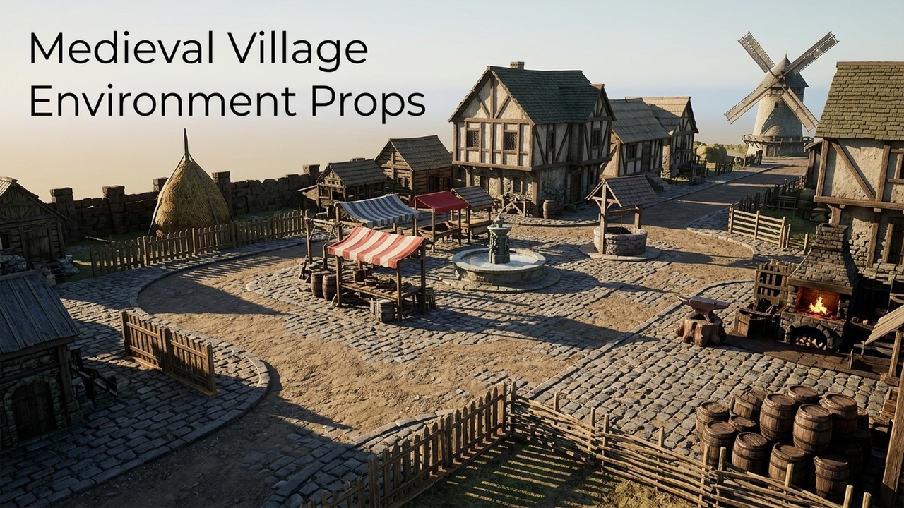 Media 1 for listing Medieval Village Environment Props 3D Asset Pack