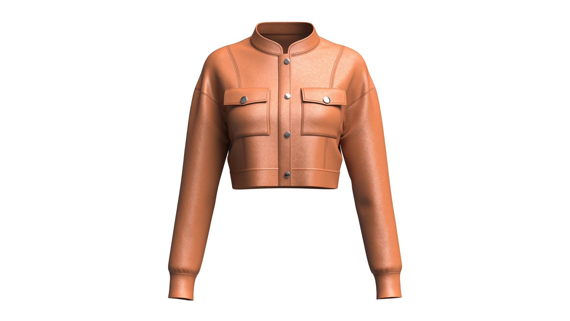 Media 1 for listing Girls Crop Leather Jacket With Flap Pockets | High Poly
