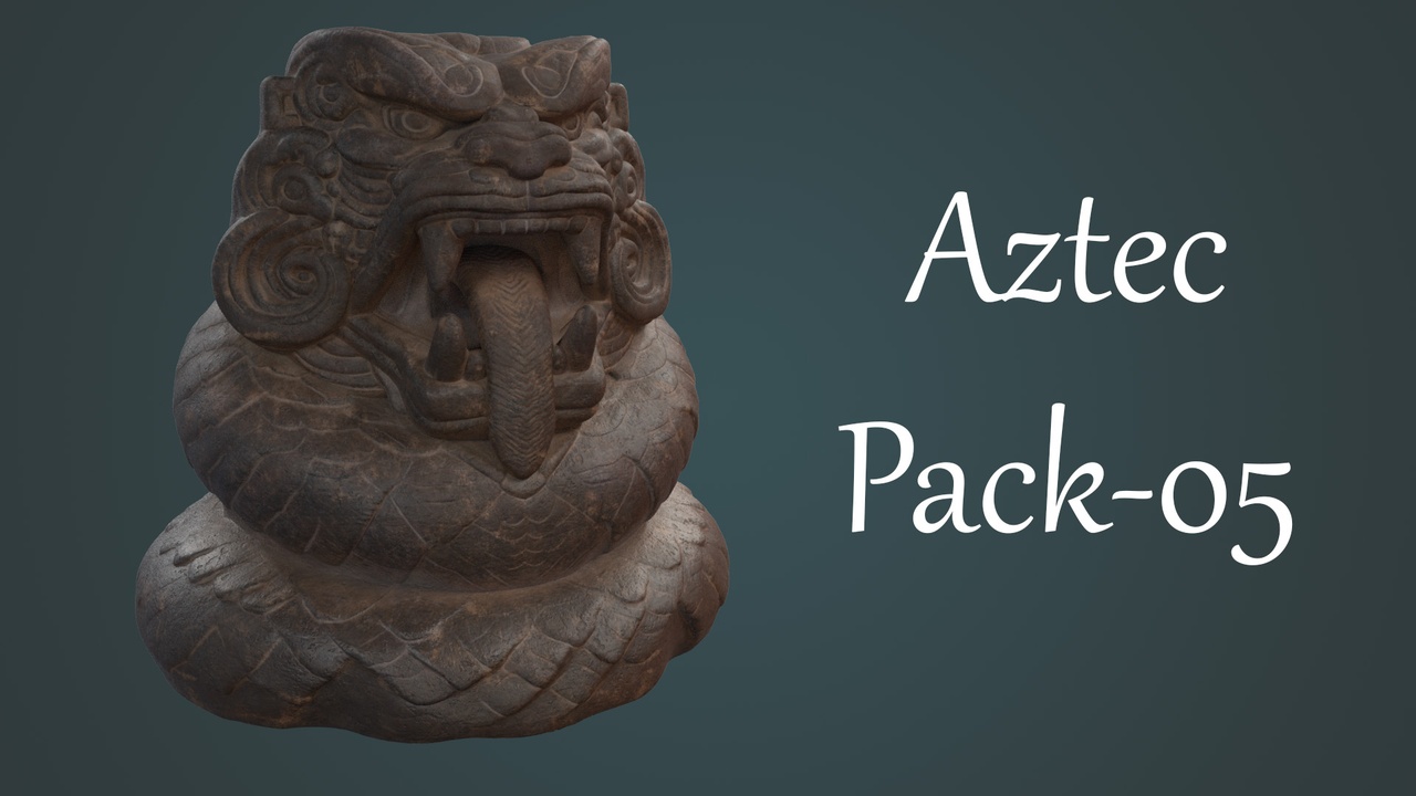 Media 1 for listing Aztec Stone Statues Pack 05 – Stylized Sculptures (12 Props)