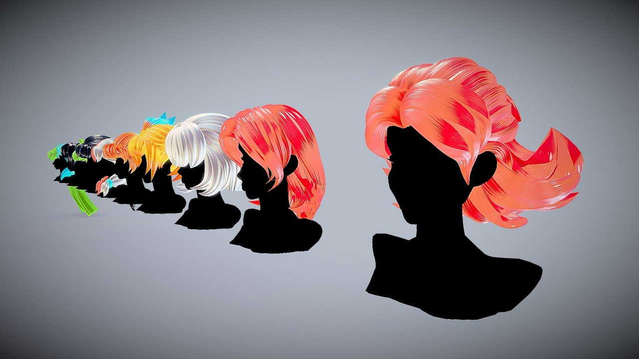 Media 1 for listing Hair pack 11 models