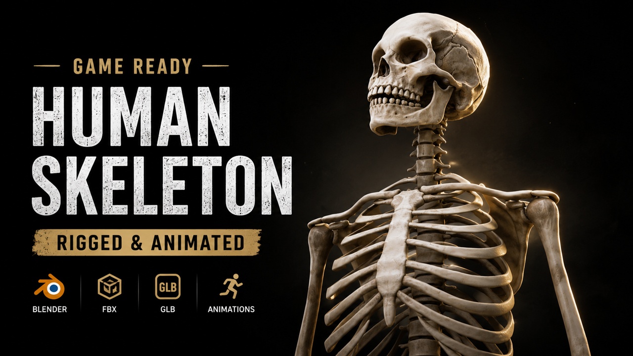 Media 1 for listing Human Skeleton with Animations β 3D Model