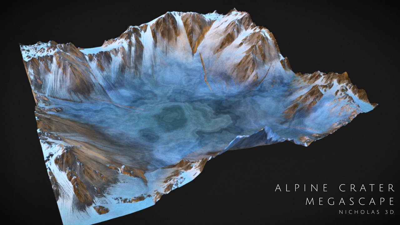 Media 1 for listing Alpine Crater Megascape – Heightmap + LOD Mesh Pack