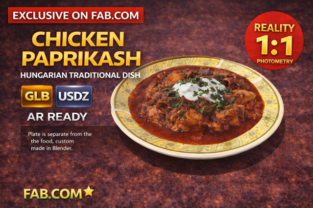 Chicken Paprikash | Hungarian Traditional Dish AR Ready Photogrammetry 3D Model — Cobalt Game Assets