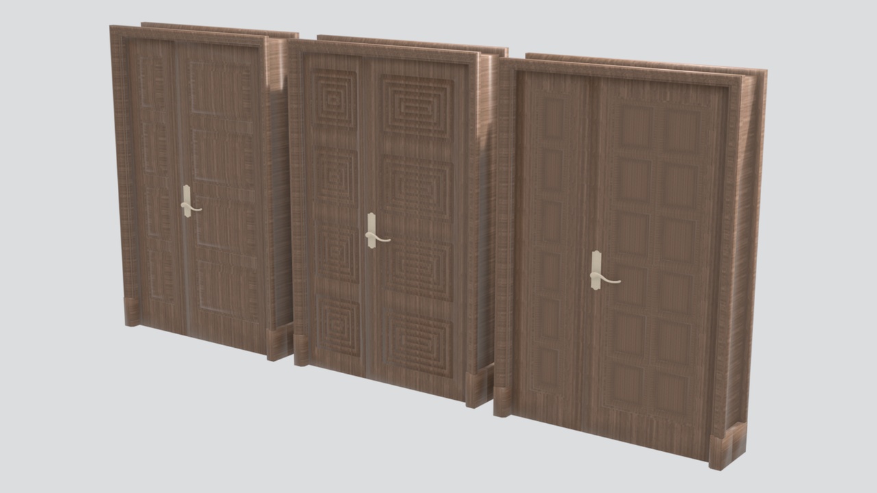 Media 1 for listing Modern Wooden Interior Door Set 3 Design Variations 3D Model