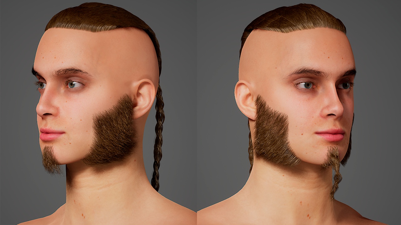 Media 1 for listing Demon Hunter & Warrior Beard Pack - 2 Style Variations (MetaHuman Groom)
