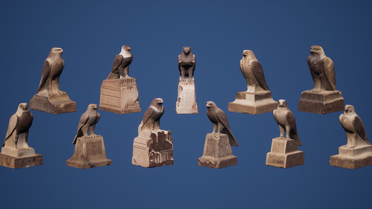 Media 1 for listing 🦅 Ancient Egyptian Horus Falcon Statues Collection – Stone Series (11 Assets)