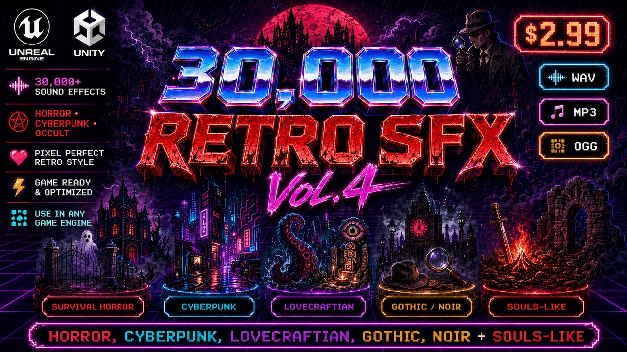 Media 1 for listing 30,000 Retro SFX Vol. IV | Massive Game Sound Effects Pack