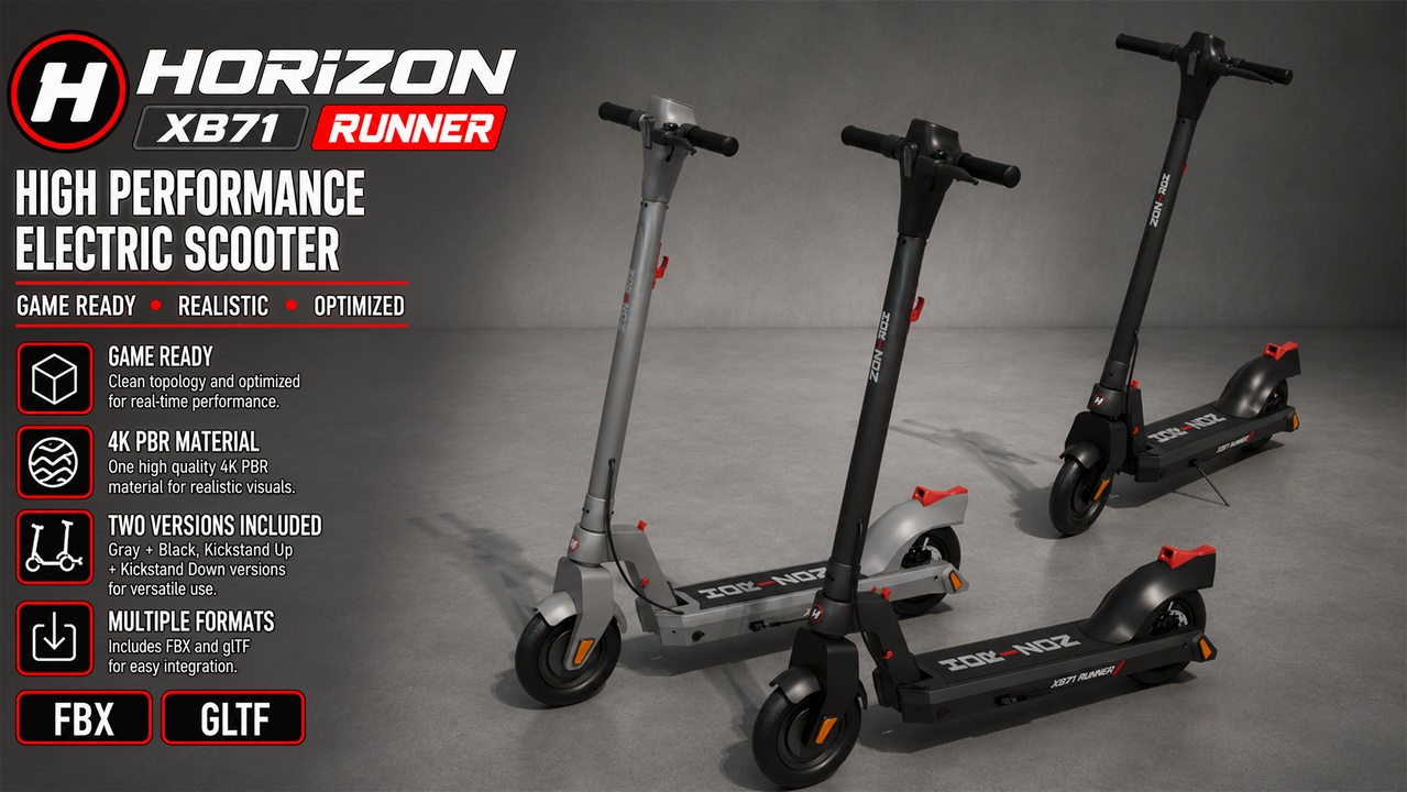 Media 1 for listing Horizon XB71 Runner | Electric Scooter, Black & Silver Variants