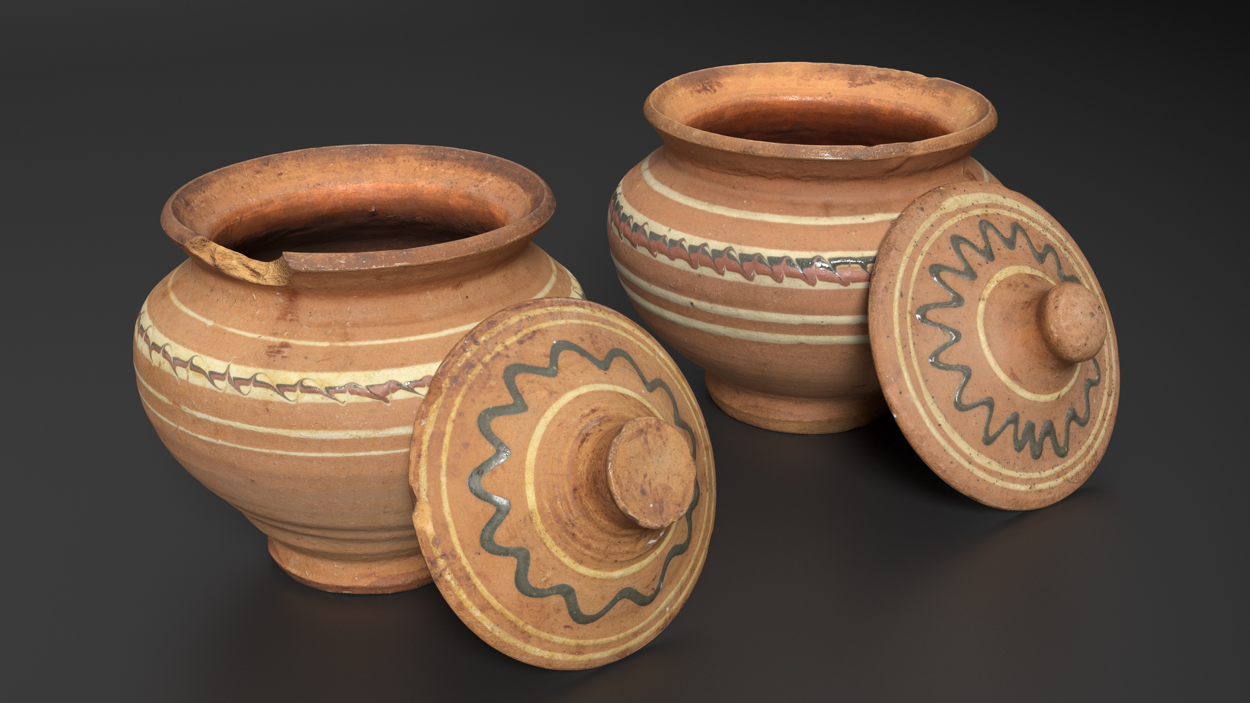 Media 1 for listing Rustic Antique Clay Pot Set