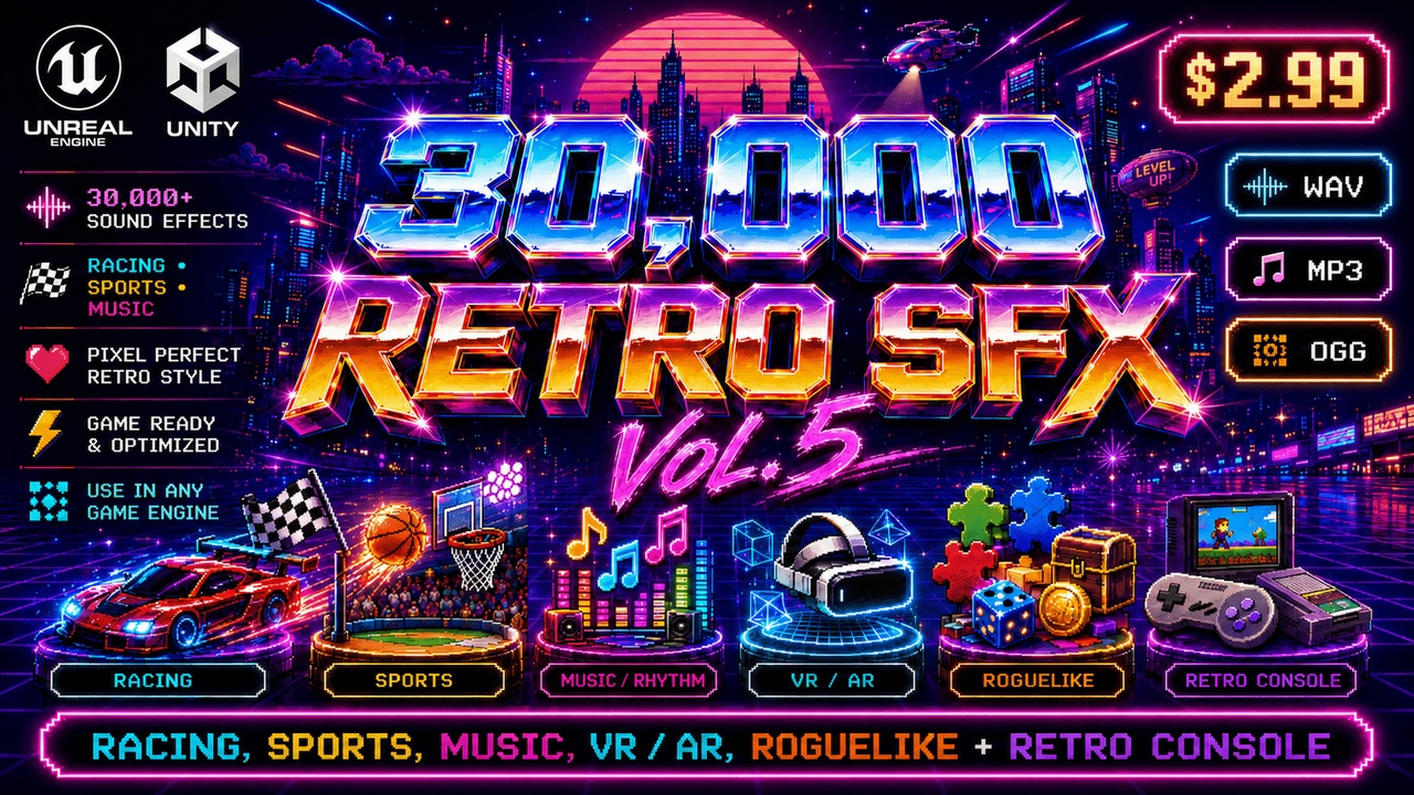 Media 1 for listing 30,000 Retro SFX Vol. V | Massive Game Sound Effects Pack