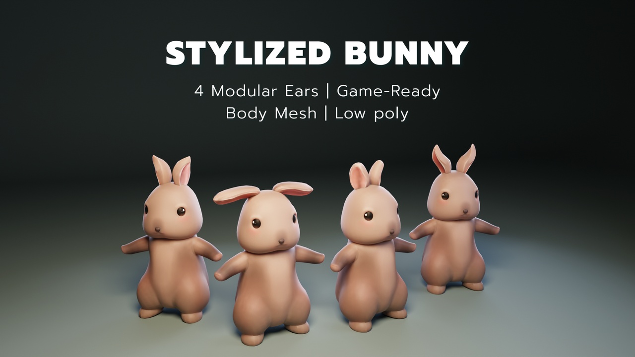 Media 1 for listing Stylized Bunny Base Mesh - 4 Modular Ears