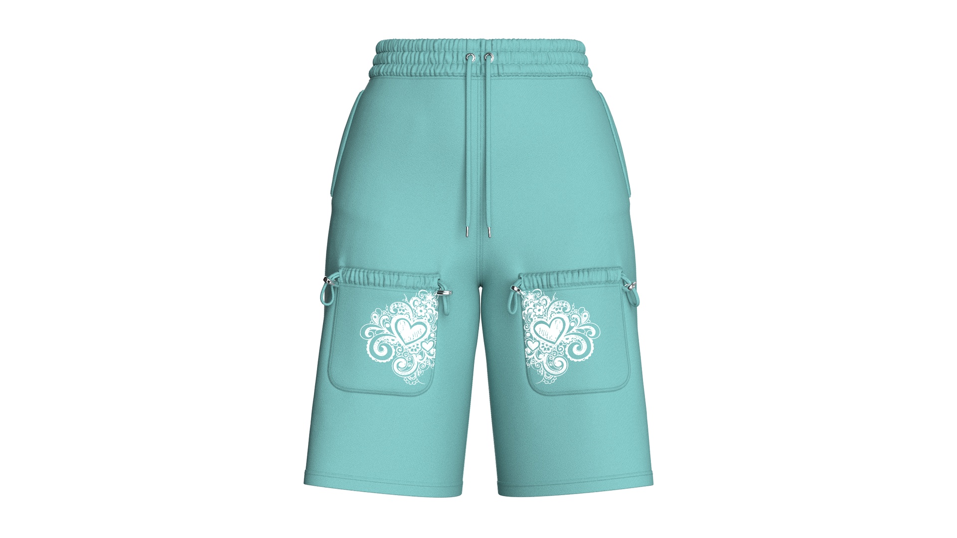 Media 1 for listing Girls Printed Drawstring Flap Pockets Shorts | High Poly