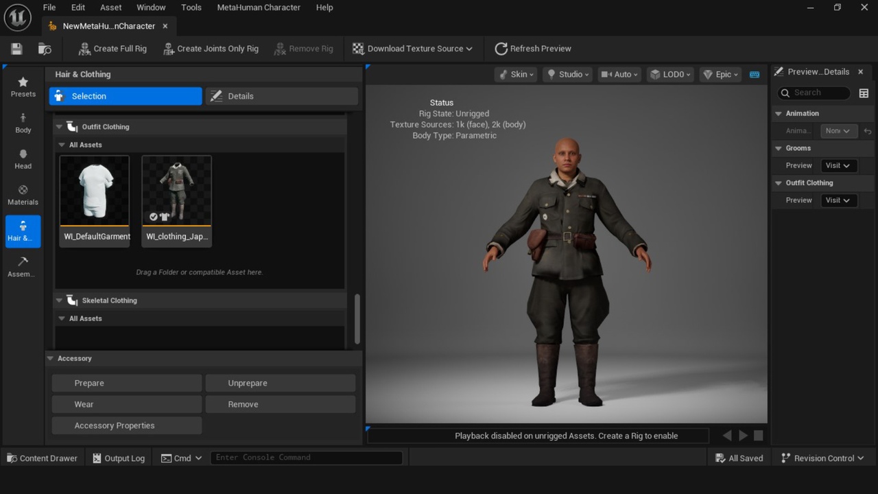 Media 1 for listing Metahuman WW2 Japanese Commander Outfit