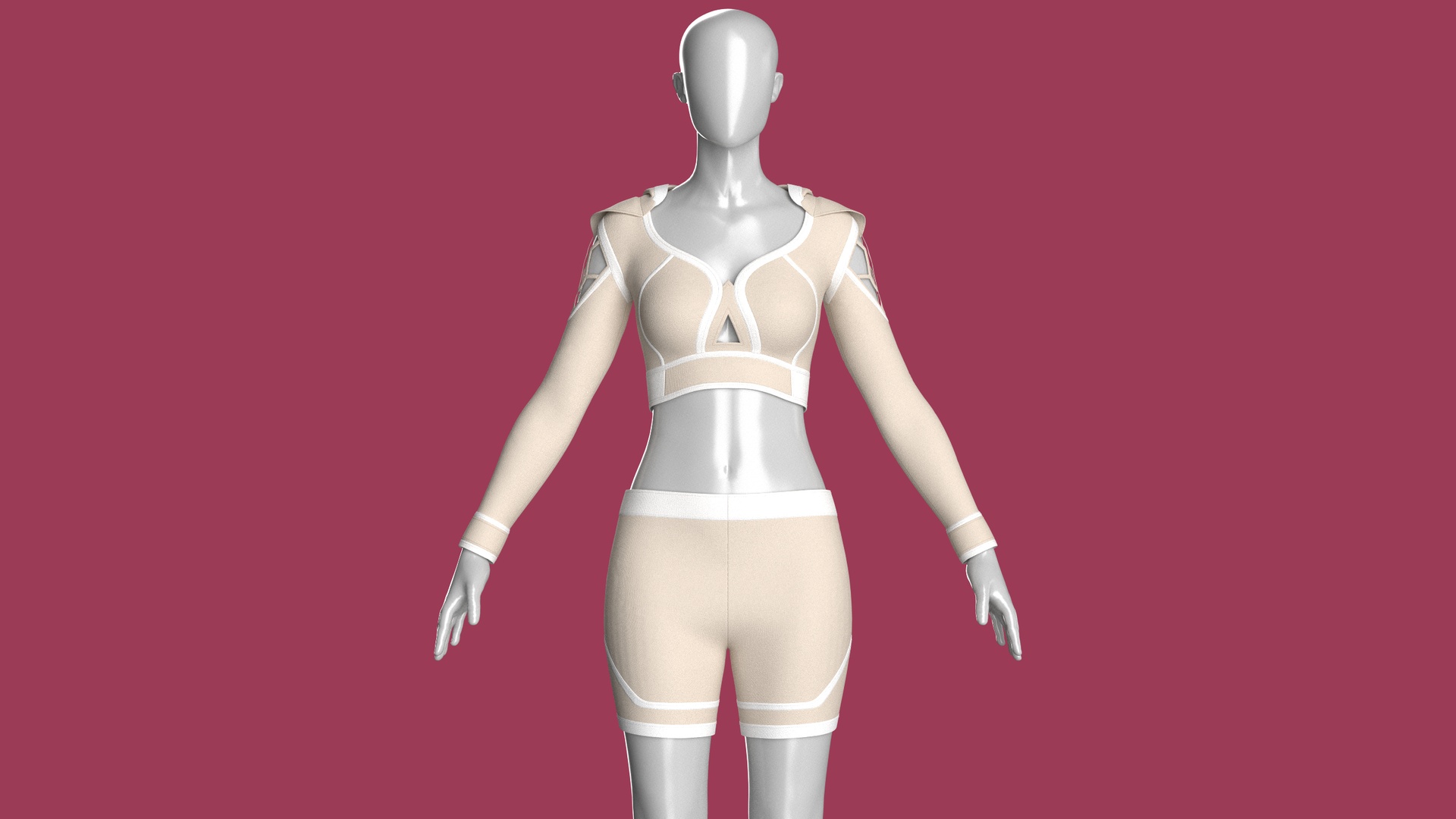 Media 1 for listing Girls Hooded Crop Top With Biker Shorts - Outfit | High Poly