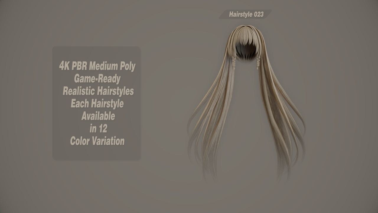Media 1 for listing Realistic Hair Game Ready | 12 Colors | 4K PBR | v23