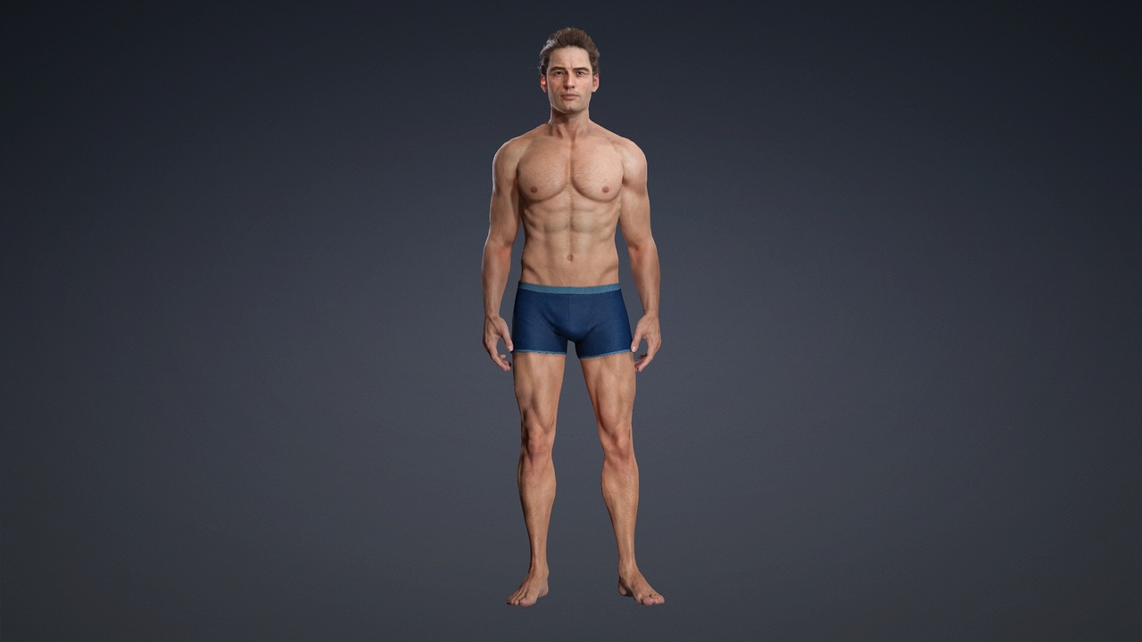 Media 1 for listing Hyper-Realistic Muscular Male 3D Character – Game Ready Human Model | Clean Topo