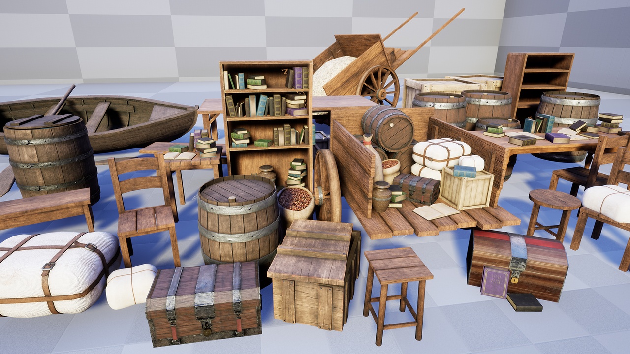 Media 1 for listing Realistic Medieval Furniture and Props Pack