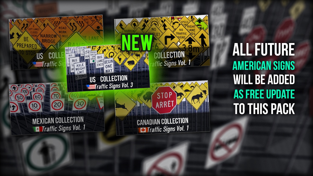 Media 1 for listing American Traffic Sign Collection: Complete Bundle (US, Mex, Can, Bra)