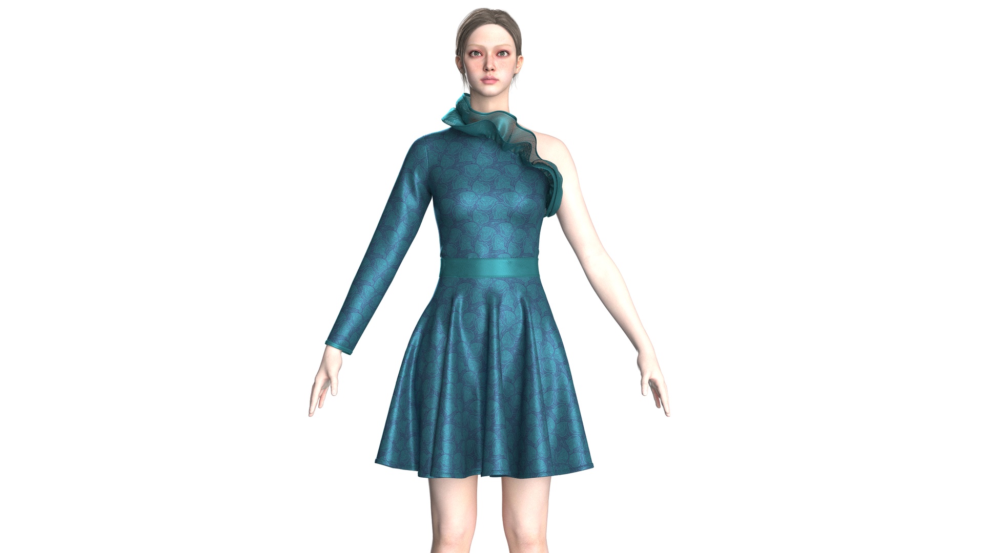 Media 1 for listing Girls Printed Midi Dress V6 | High Poly
