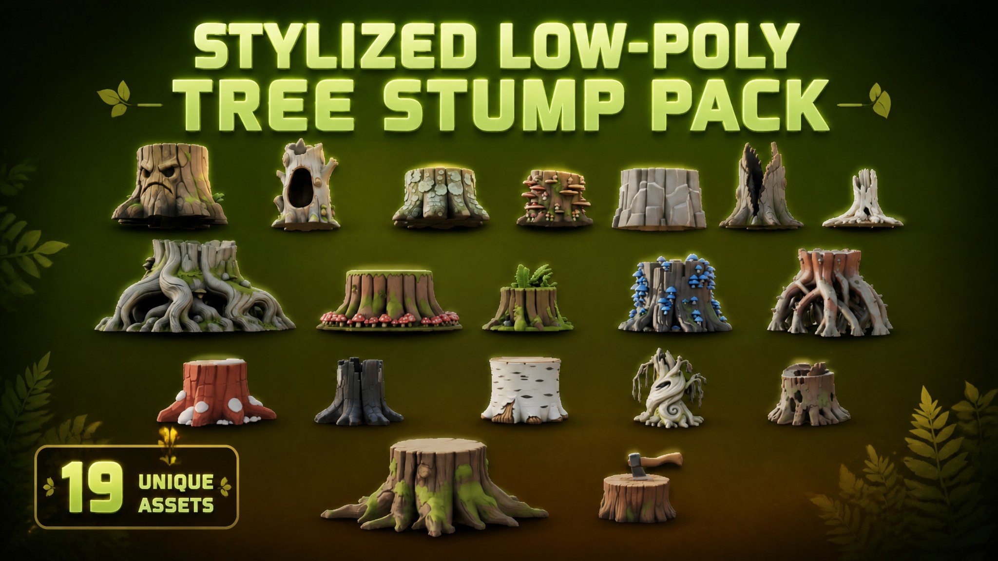 Stylized Low-Poly Tree Stump Pack | Fab