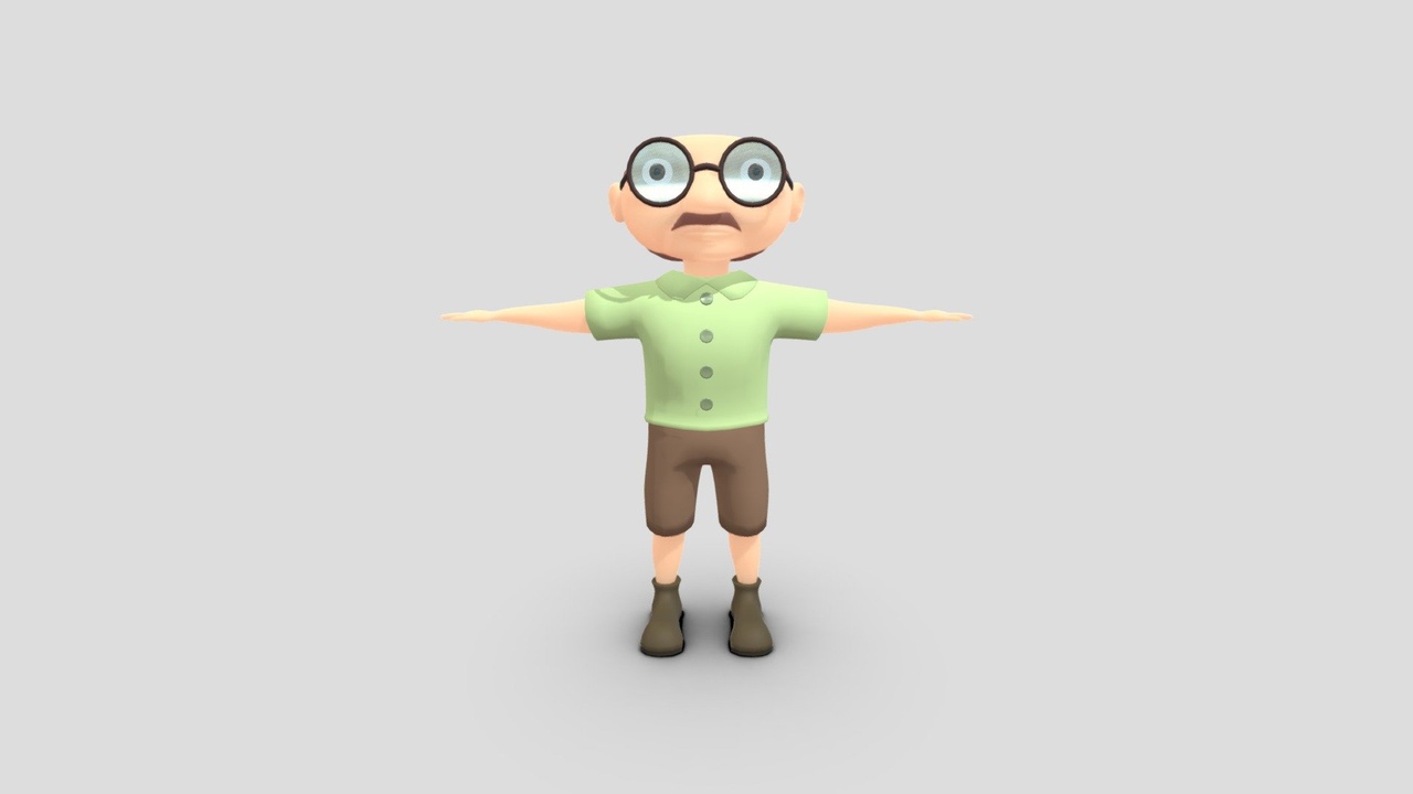 Media 1 for listing 3d old Man with glasses character