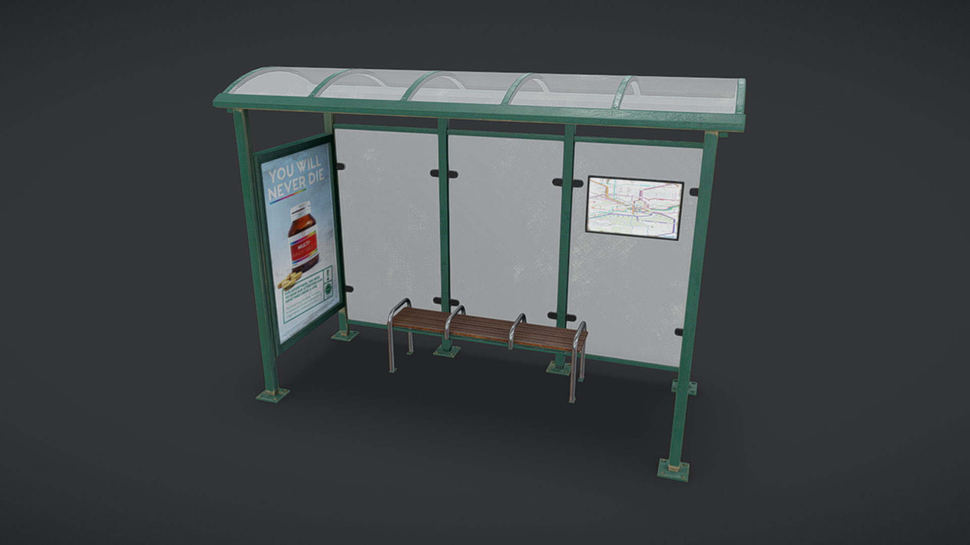 Stop Low Poly Old Bus Stop Low-poly PBR | Fab