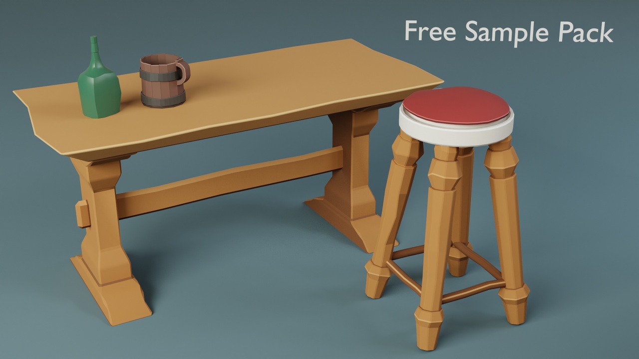 Media 1 for listing Tavern + Inn Interiors — Free Sampler Pack (Stylized Props)