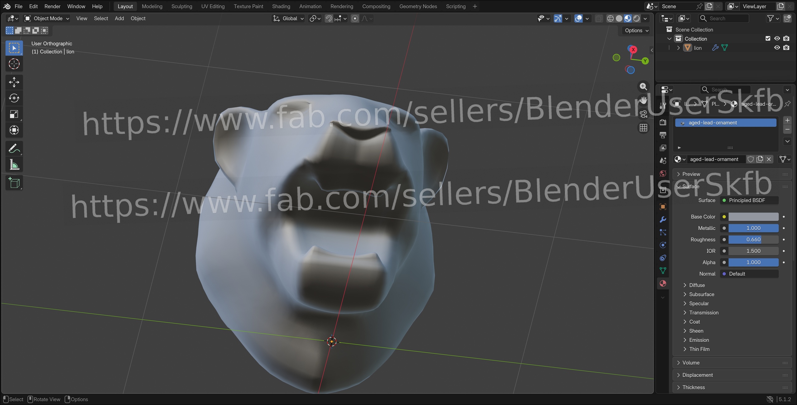 Media 1 for listing Coarse Lead-cast Female Lion / Panther Head
